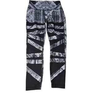 Lululemon High Times Pant Mesh Parallel Stripe Black White Yoga Leggings Size 6